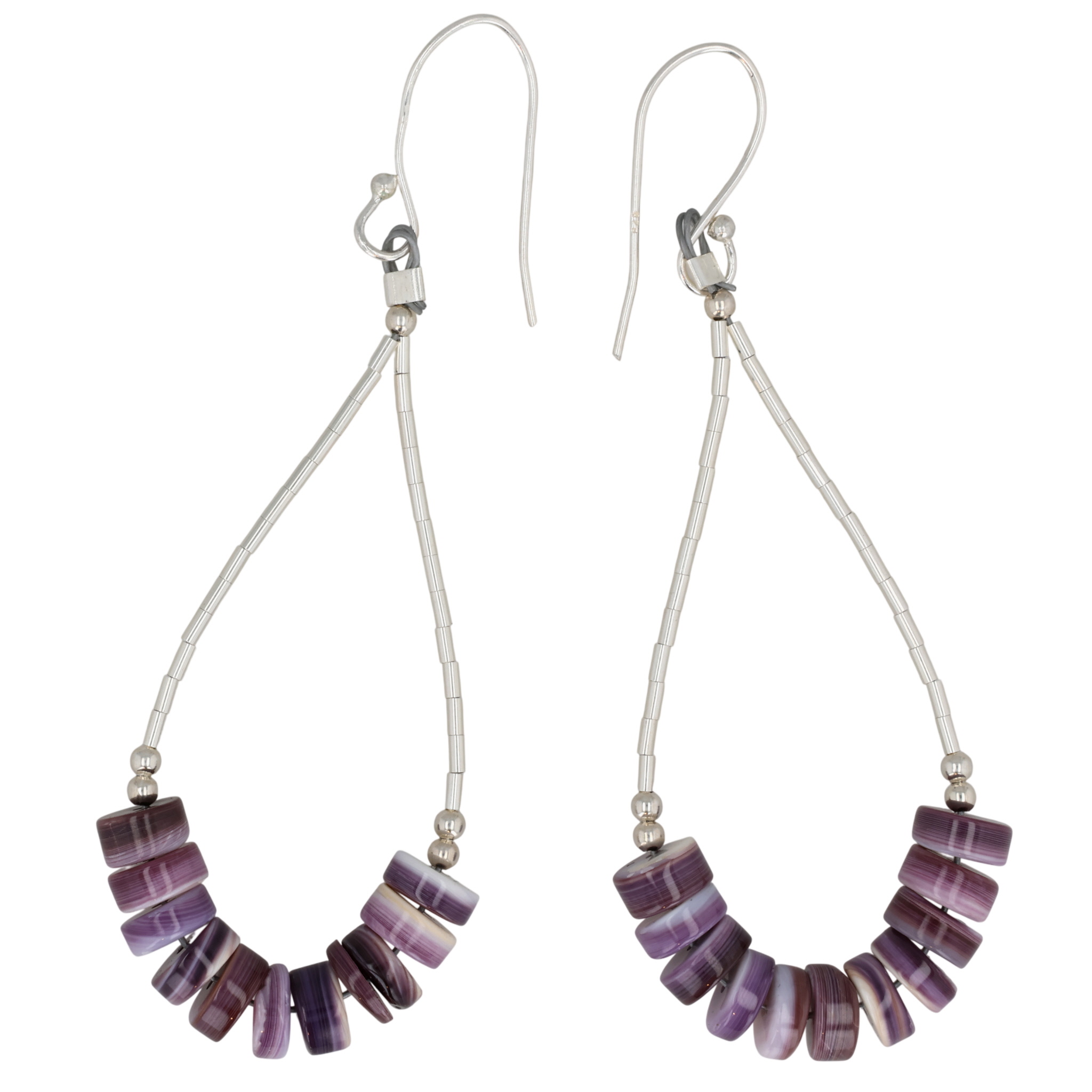 Southwest Sterling Liquid Silver Wampum Shell Earrings