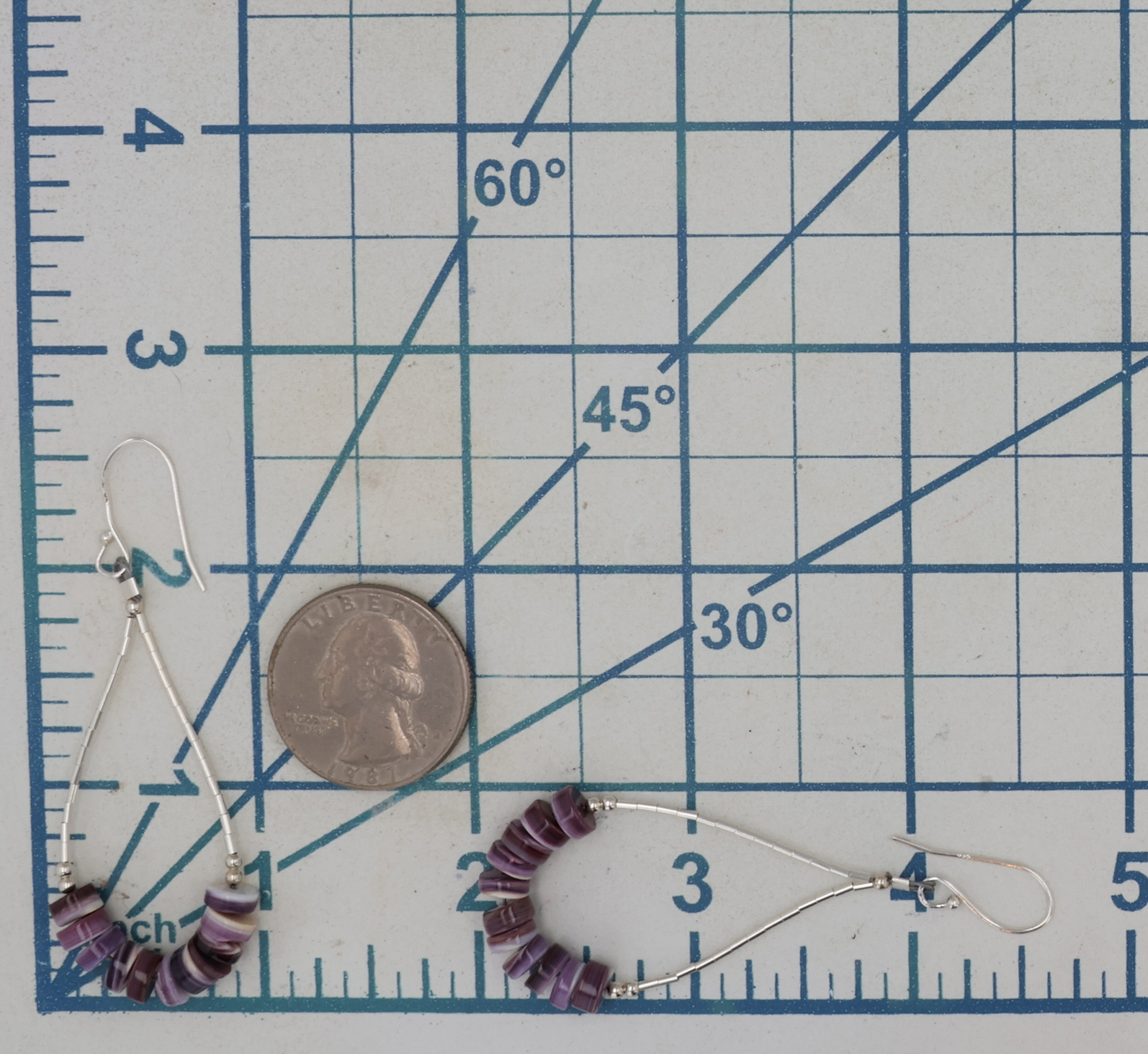 Southwest Sterling Liquid Silver Wampum Shell Earrings