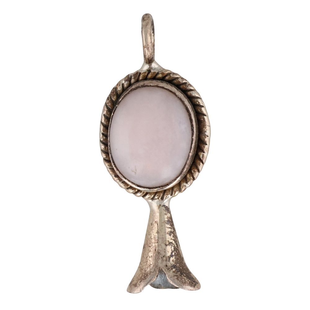 Lot 299: HaDa Collection Sterling Pink Opal Squash Blossom Pendant