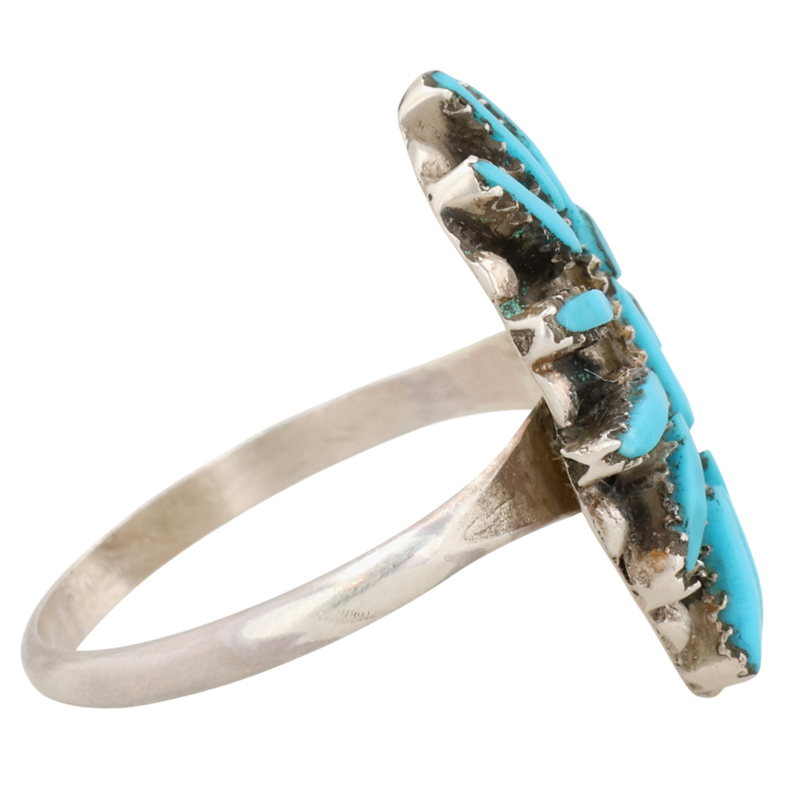 George Peina Zuni Sterling Turquoise Needlepoint Ring Sz 7.25