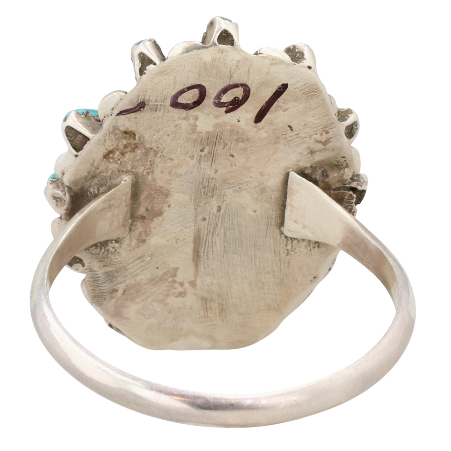 George Peina Zuni Sterling Turquoise Needlepoint Ring Sz 7.25