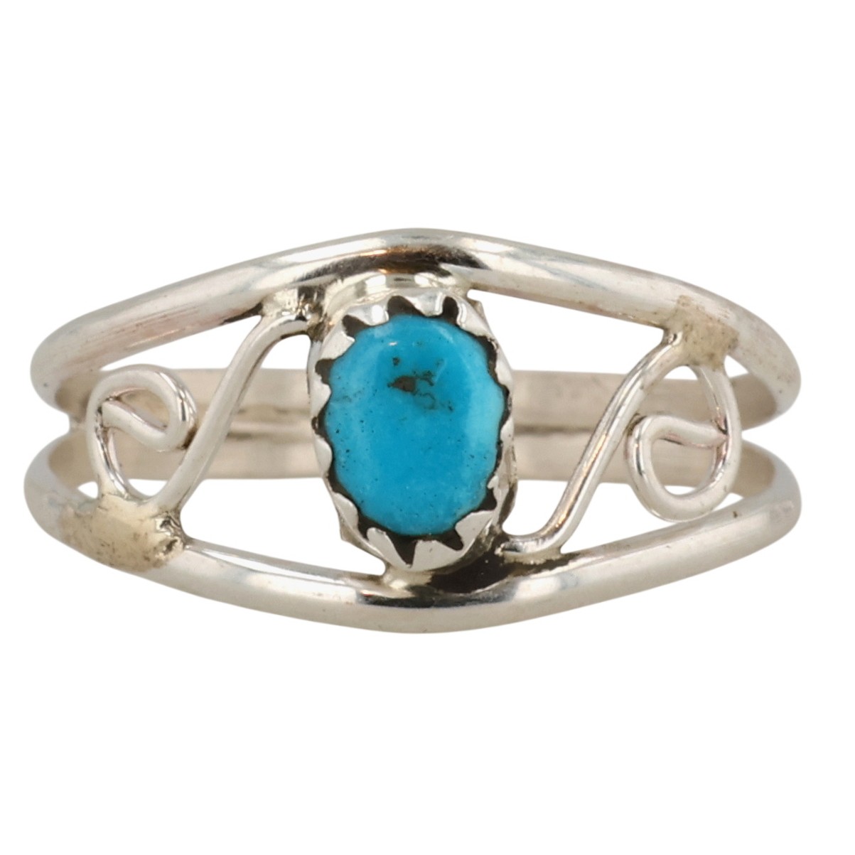 Southwest Sterling Turquoise Ring Sz 4.75