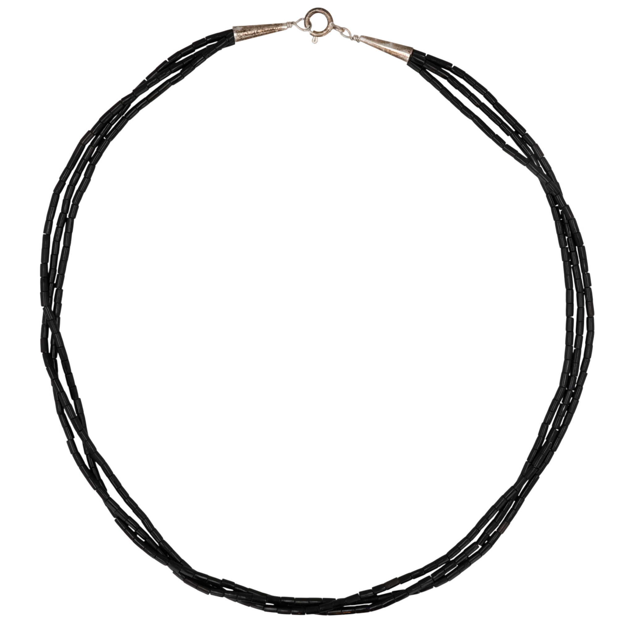 Southwest Sterling Onyx Bead Multi-Strand Necklace