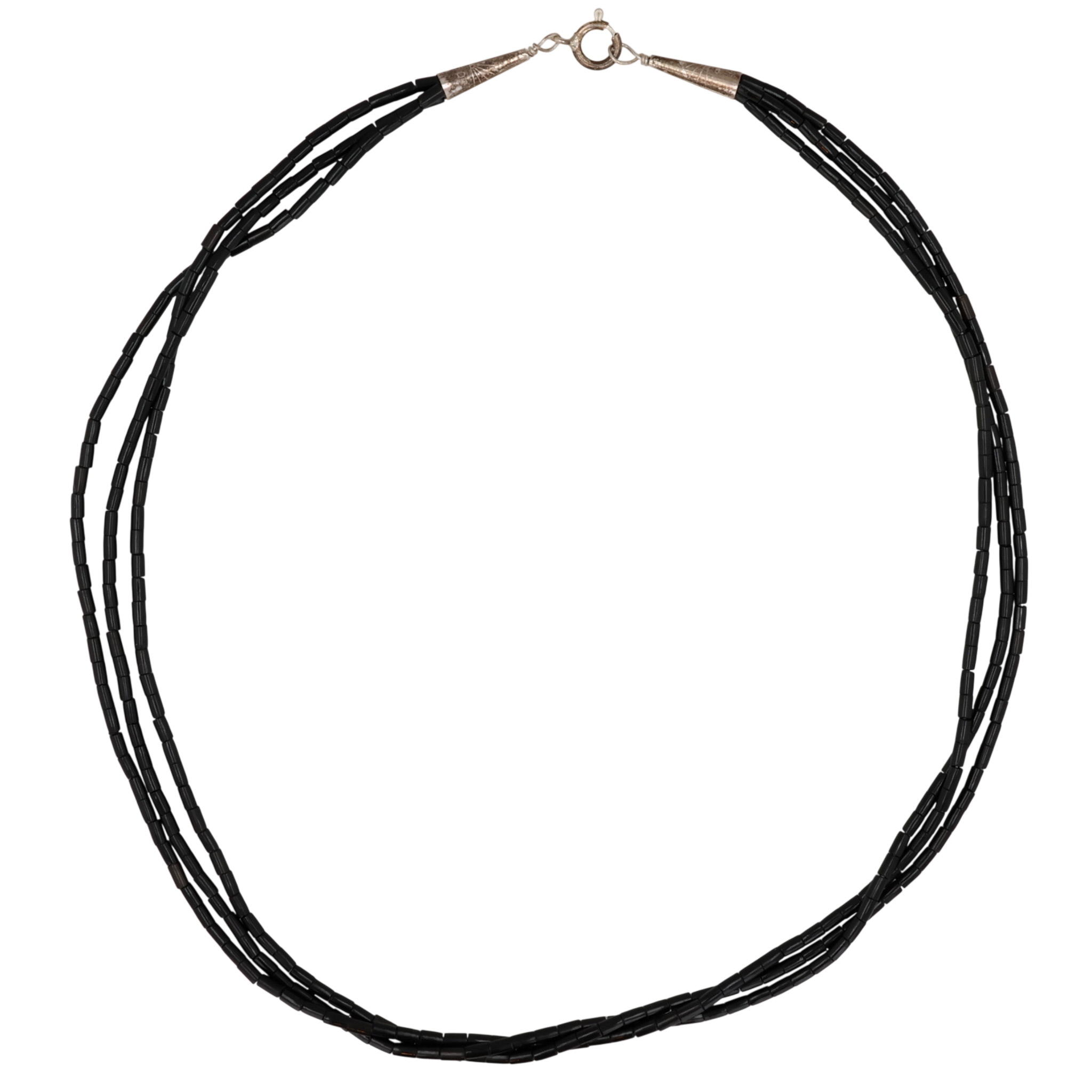 Southwest Sterling Onyx Bead Multi-Strand Necklace