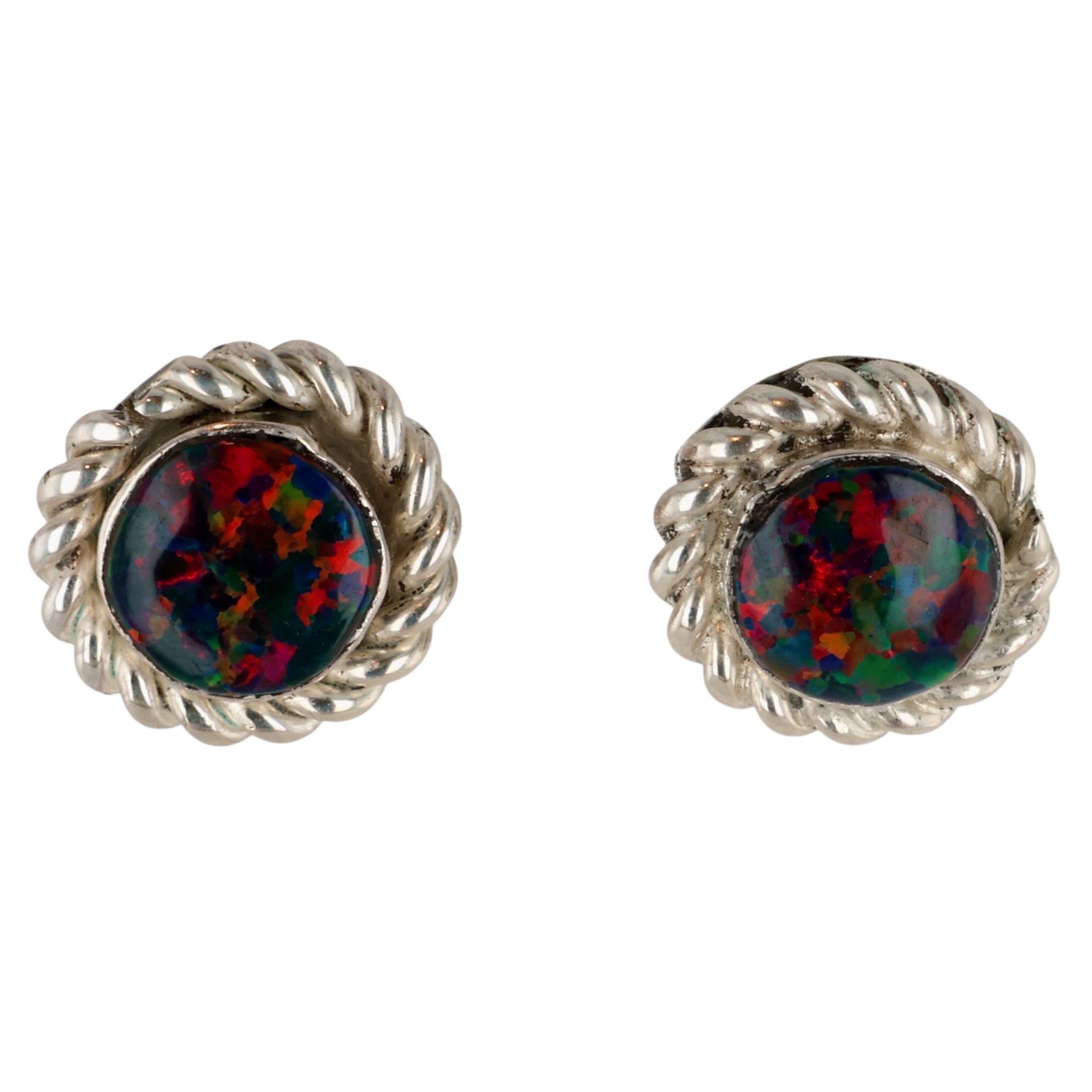 Tricia Lonjose Zuni Sterling Opal Earrings