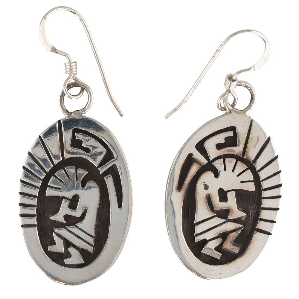 Lot 330: Calvin Peterson Navajo Sterling Kokopelli Earrings