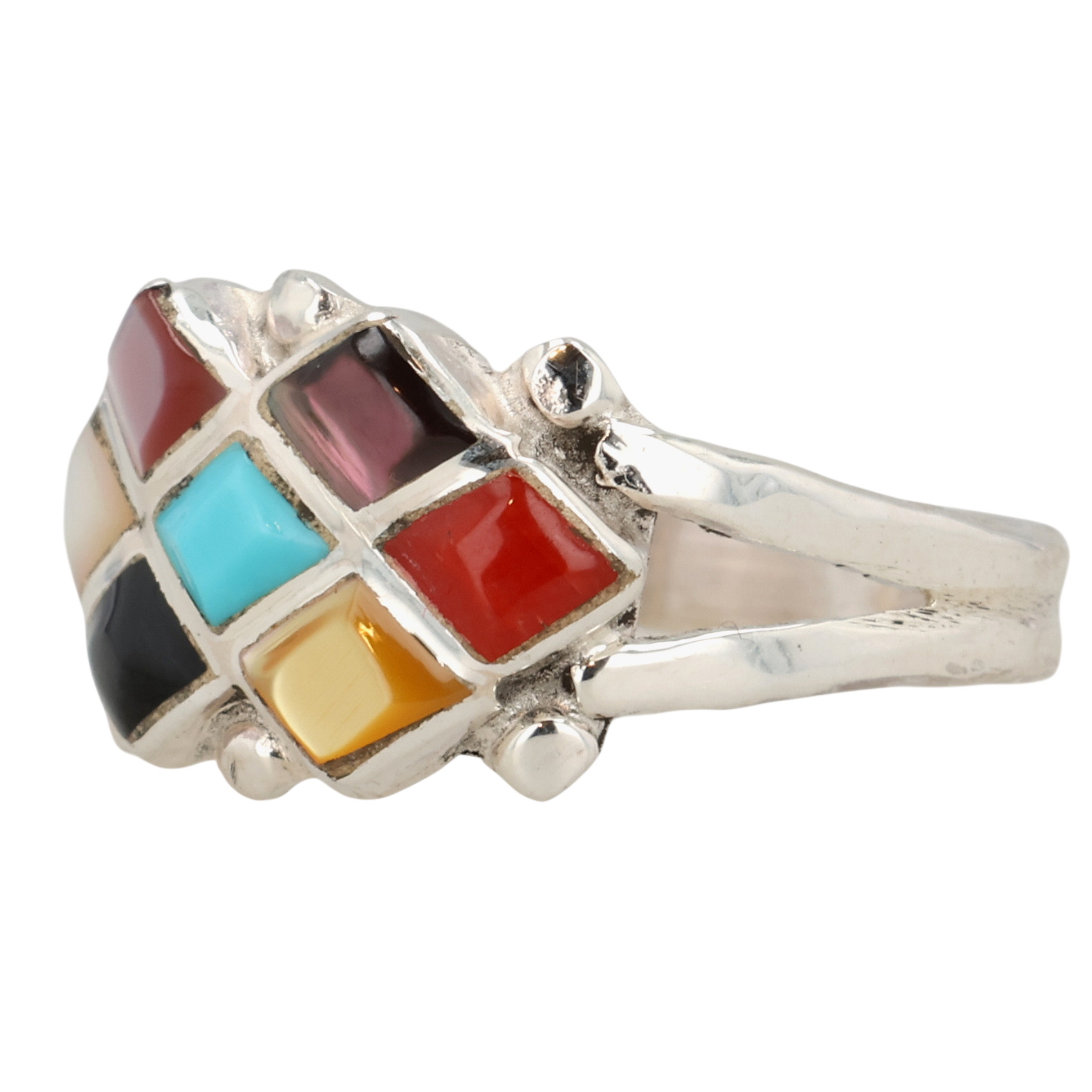Bonnie Quam Zuni Sterling Multi-Stone Ring Sz 6.5