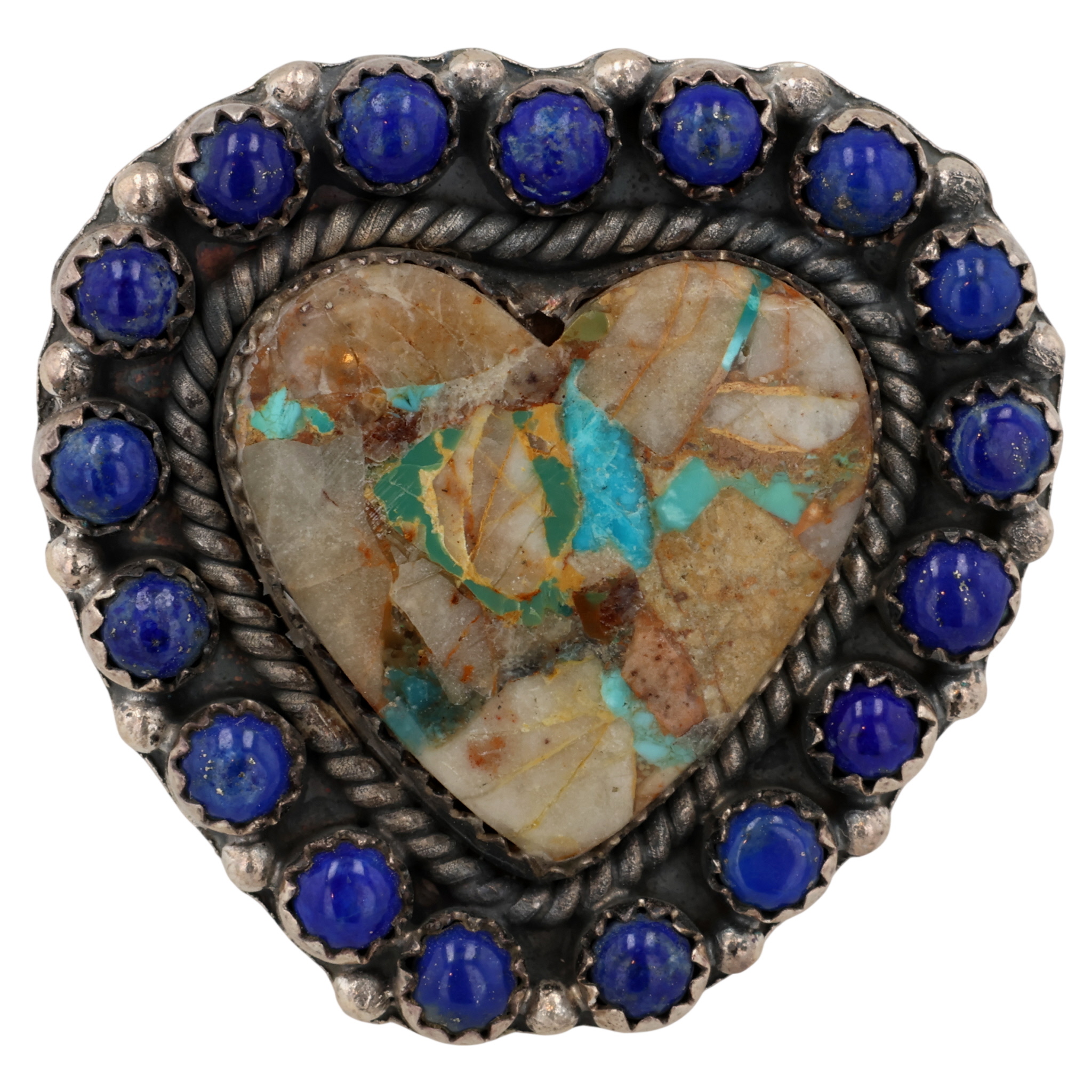 HaDa Collection Sterling Multi-Stone Heart Adjustable Ring