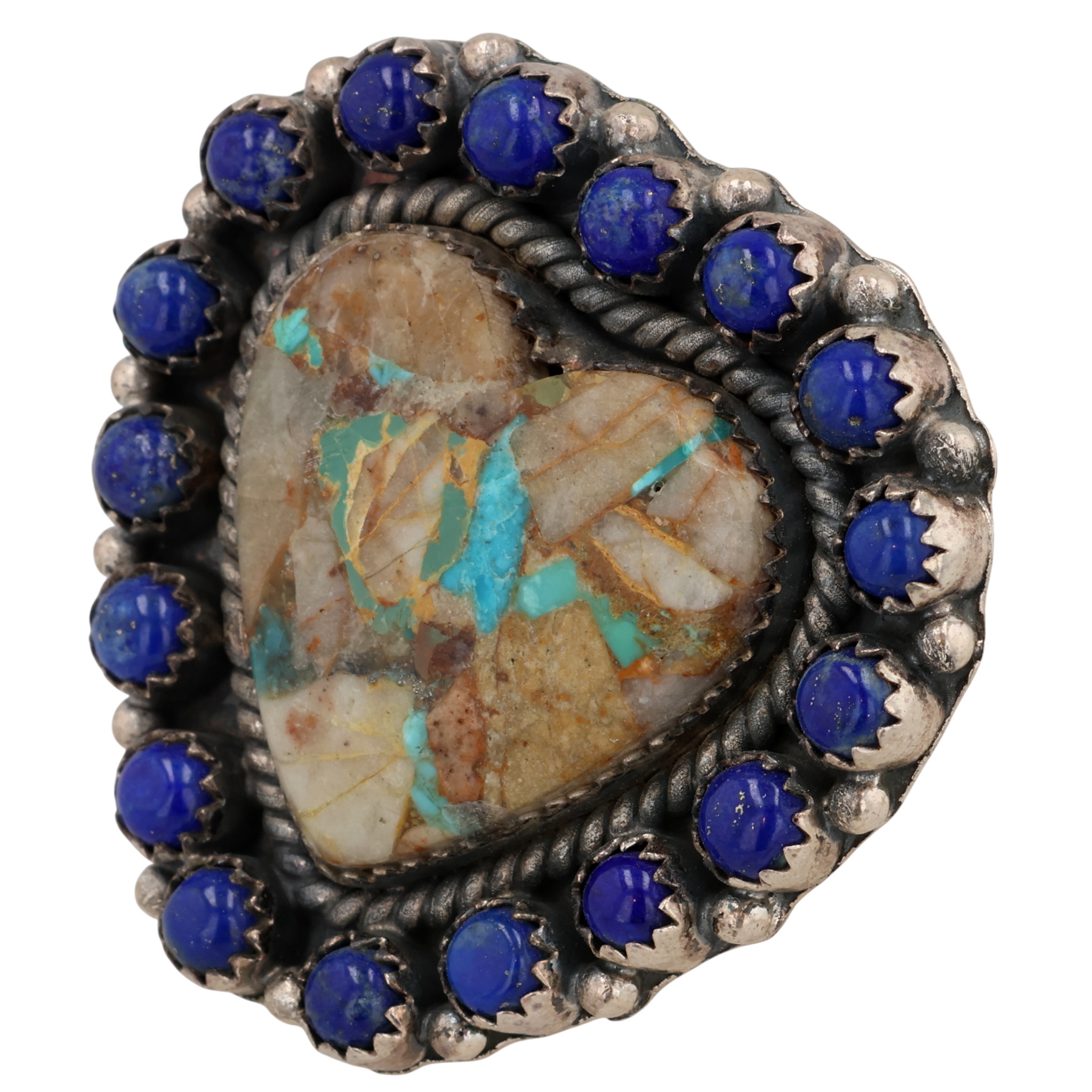 HaDa Collection Sterling Multi-Stone Heart Adjustable Ring