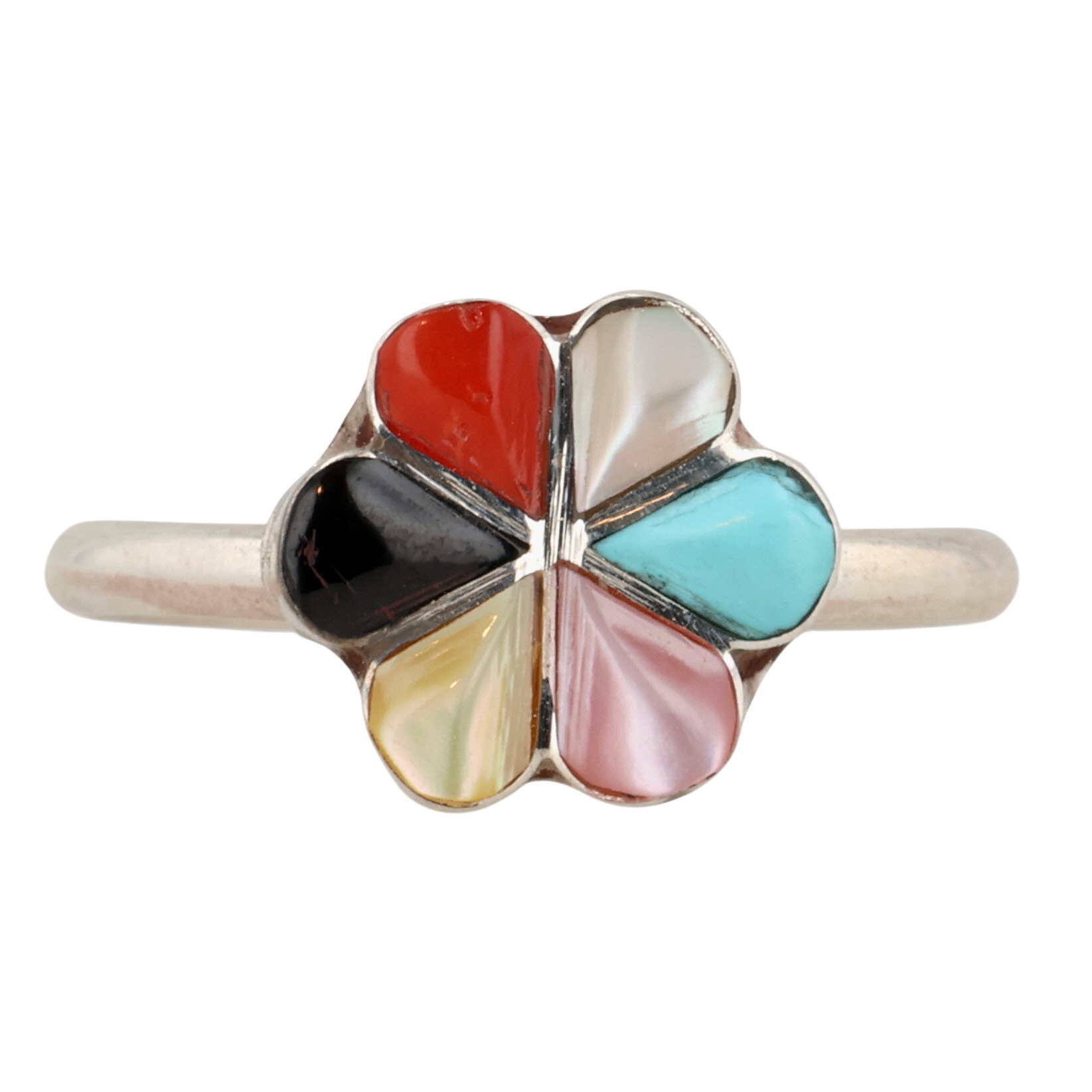Raymond Bobelu Zuni Sterling Multi-Stone Ring Sz 6