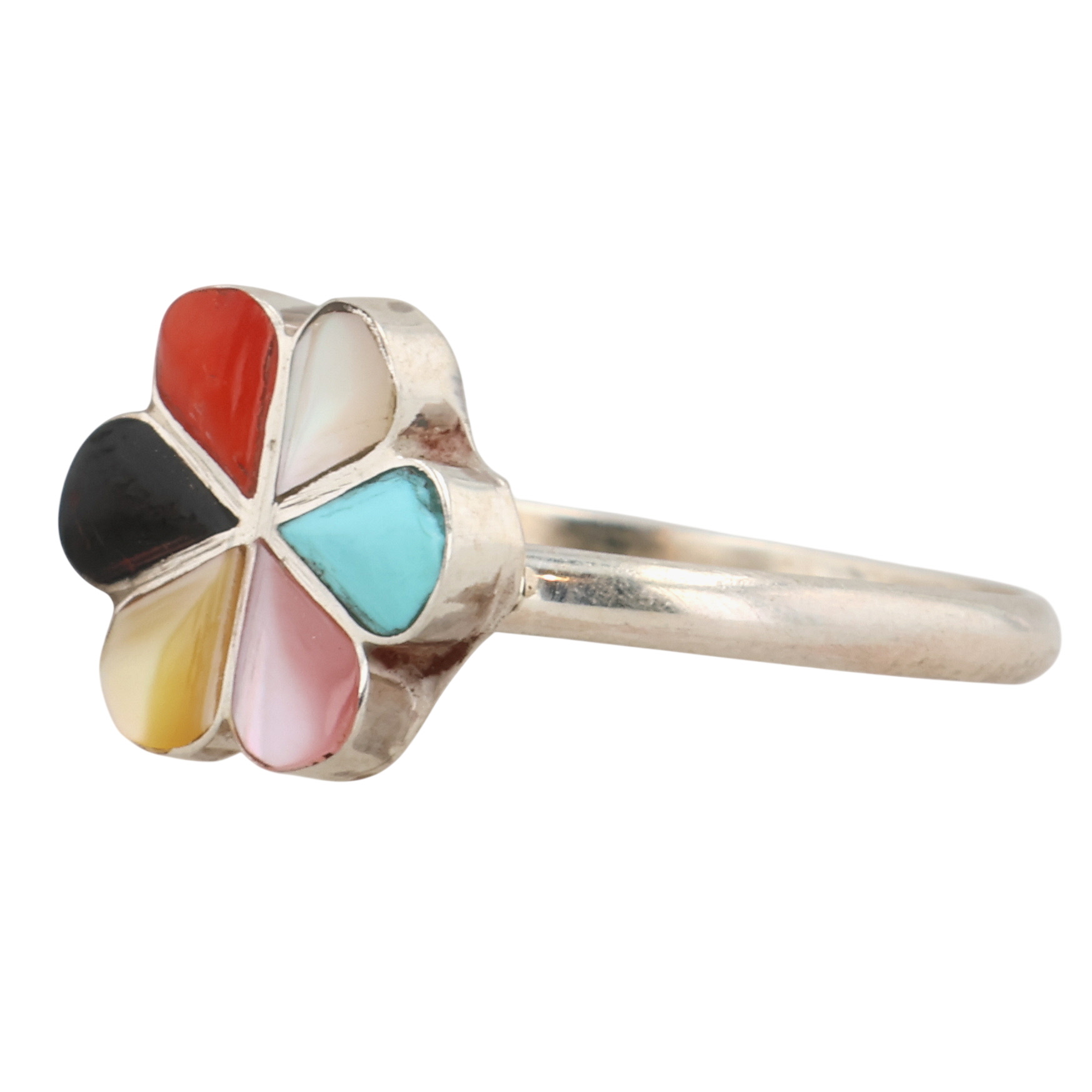 Raymond Bobelu Zuni Sterling Multi-Stone Ring Sz 6