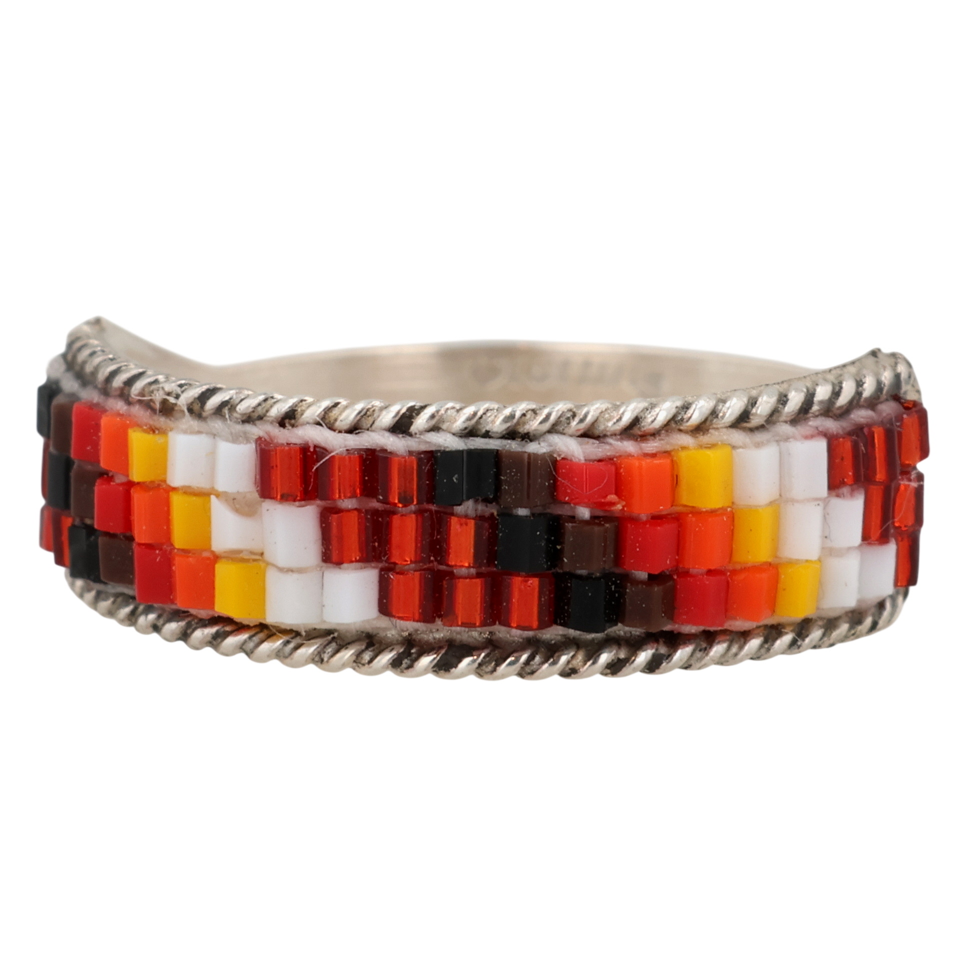 Lucille Romone Navajo Sterling Microbead Ring Sz 9