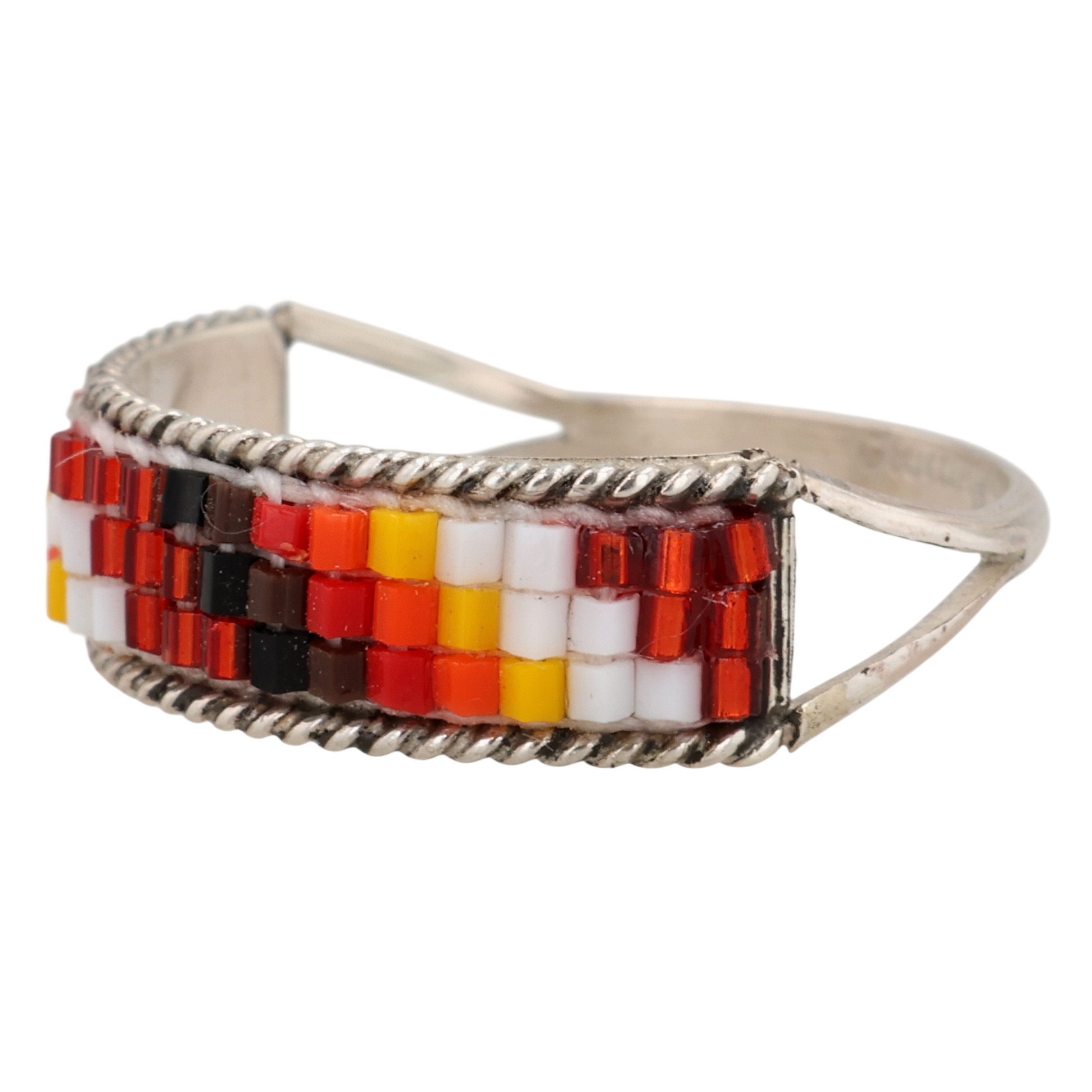 Lucille Romone Navajo Sterling Microbead Ring Sz 9