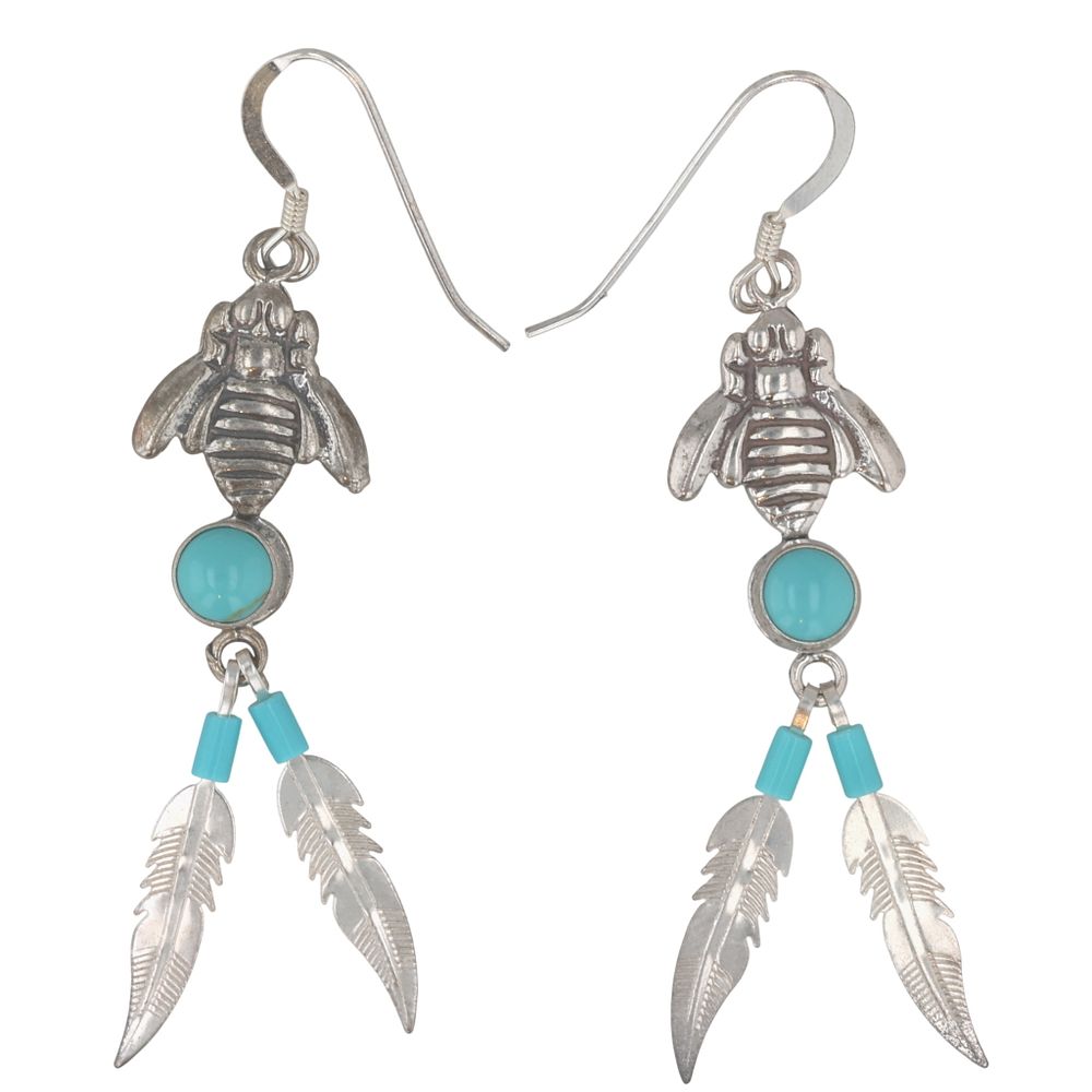 Lot 342: Southwest Sterling Turquoise Bee Earrings
