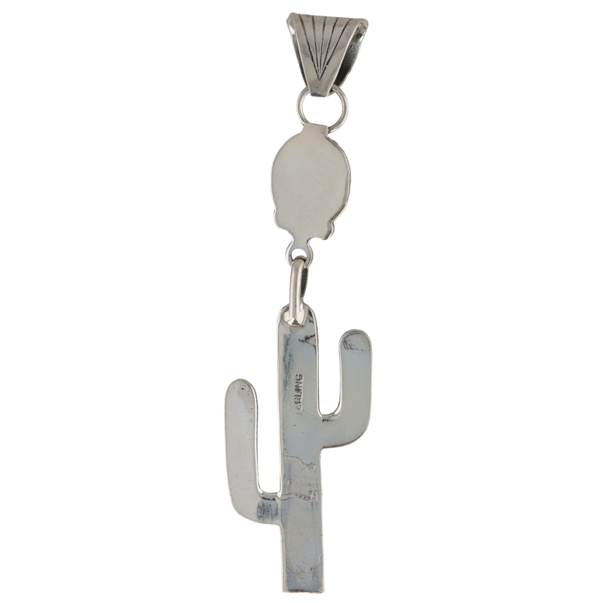 Sharon McCarthy Navajo Sterling Kingman Turquoise Cactus Pendant