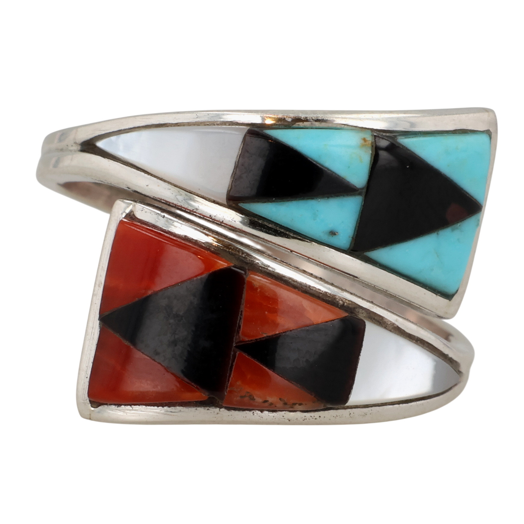 Cena Weebothee Zuni Sterling Multi-Stone Inlay Adjustable Ring