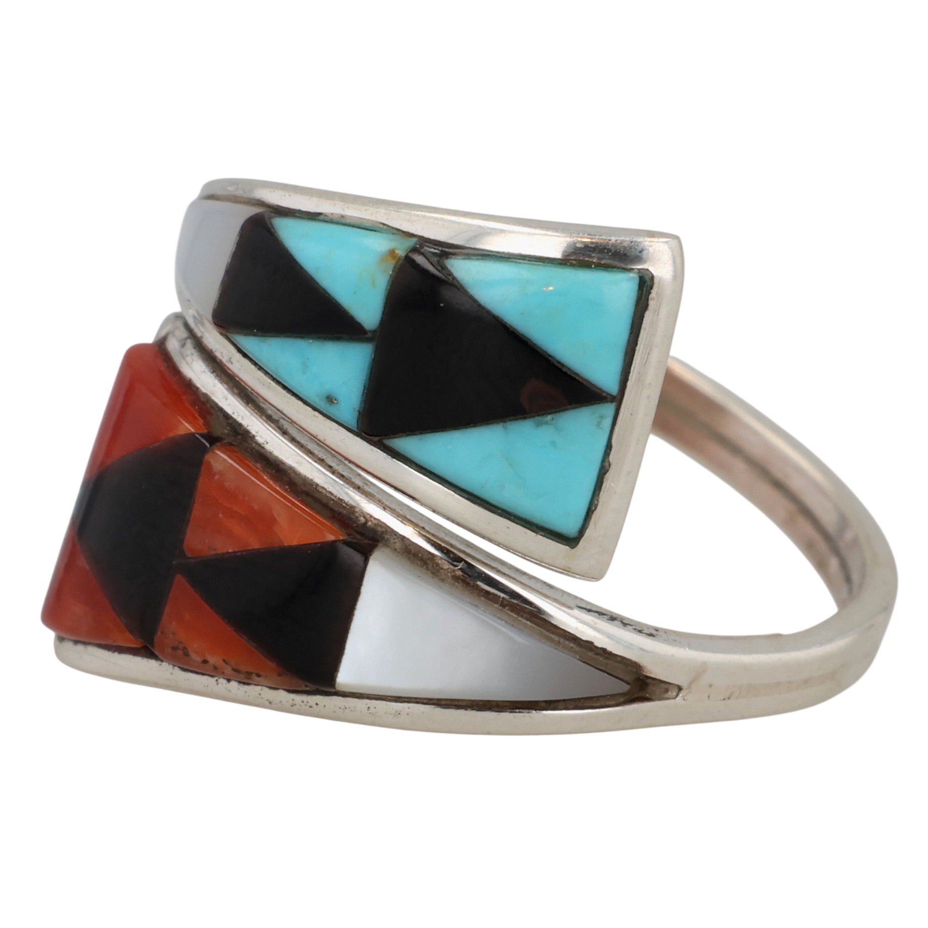Cena Weebothee Zuni Sterling Multi-Stone Inlay Adjustable Ring