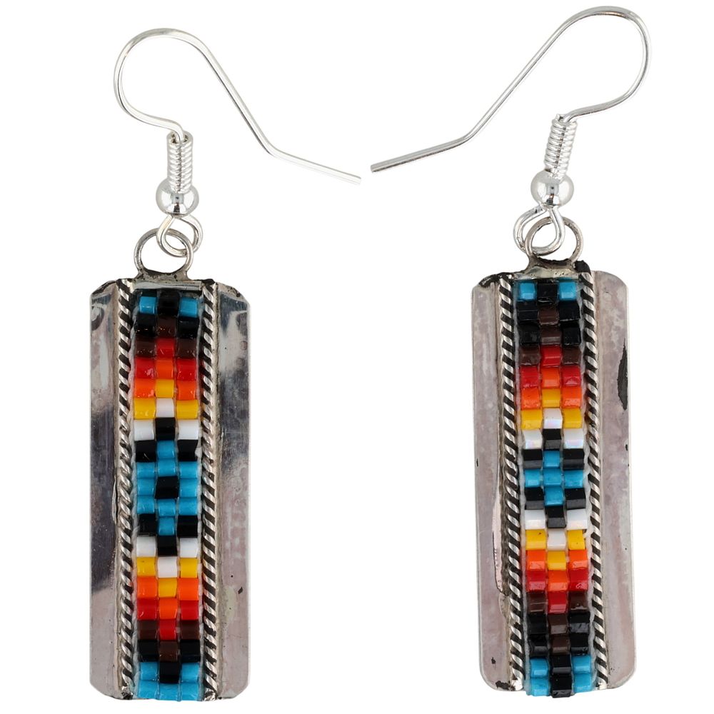 Lot 351: Lucille Romone Navajo Sterling Microbead Earrings