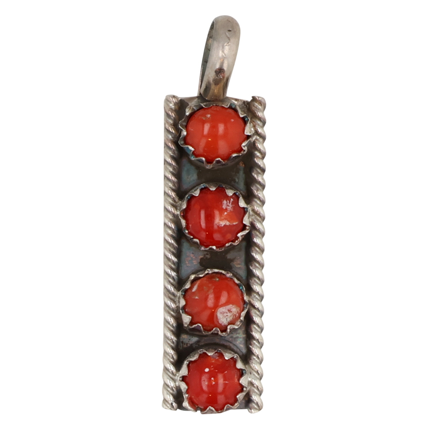 Janice Spencer Navajo Sterling Coral Bar Pendant
