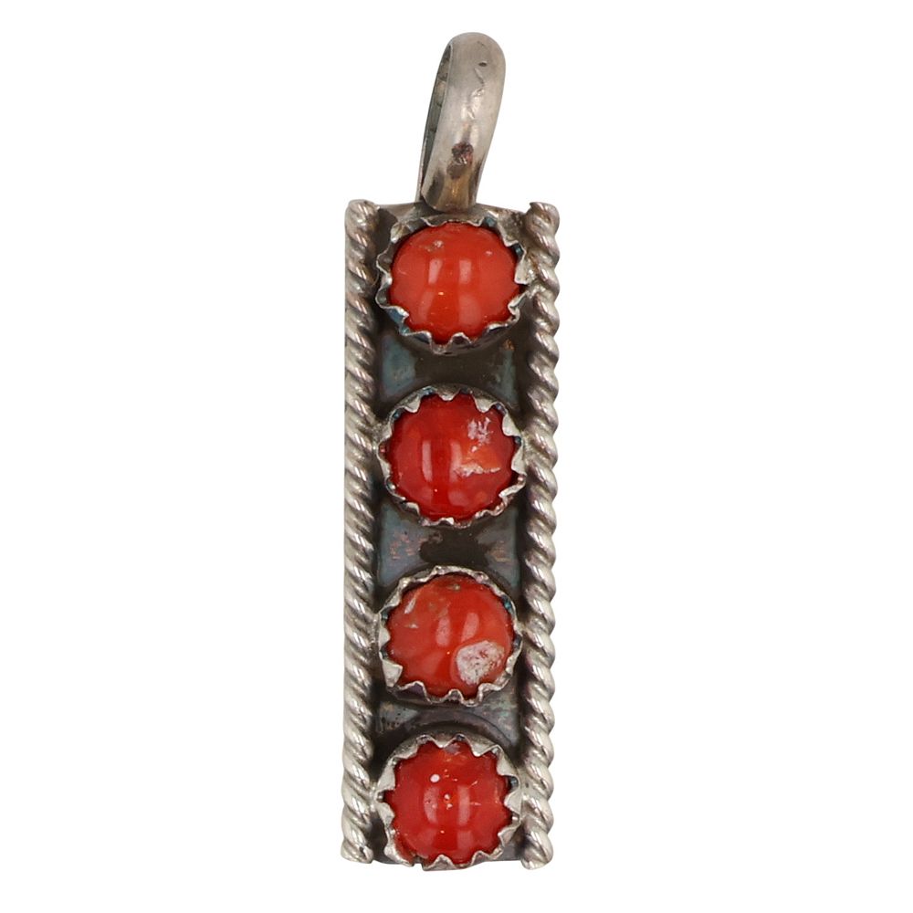 Lot 353: Janice Spencer Navajo Sterling Coral Bar Pendant