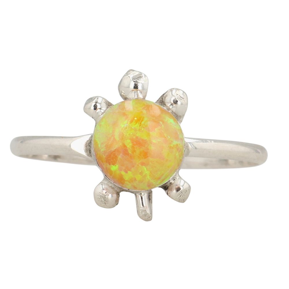 Lot 356: Richard & Trista Siow Zuni Sterling Opal Turtle Ring Sz 8.5