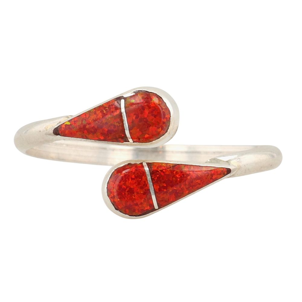 Lot 362: Velda Nastacio Zuni Sterling Opal Adjustable Ring