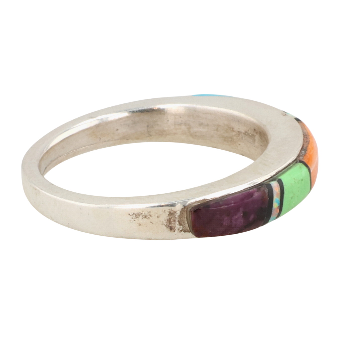 Allen Tolino Navajo Sterling Multi-Stone Inlay Ring Sz 5