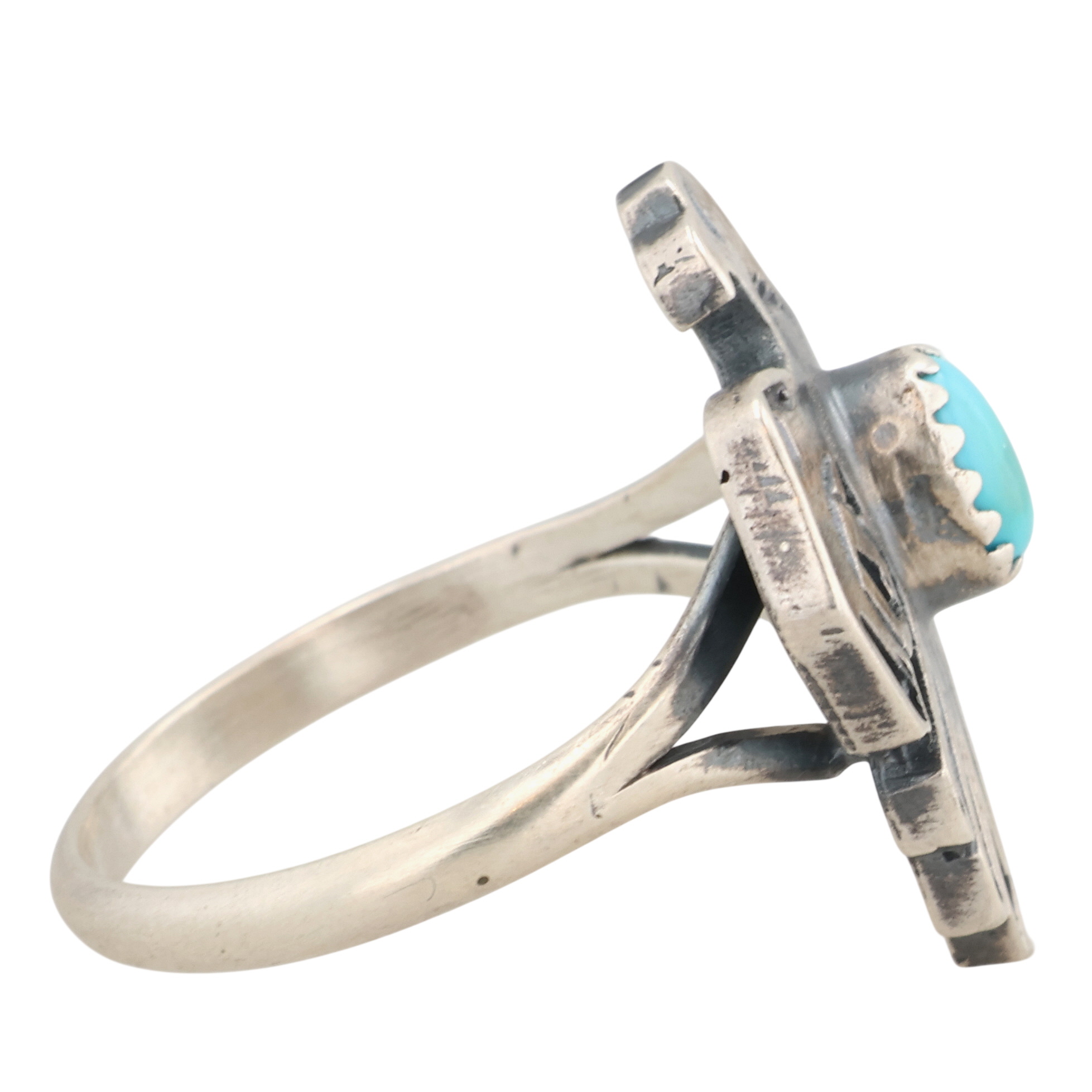 Robert Martinez Navajo Sterling Kingman Turquoise Thunderbird Ring Sz 10