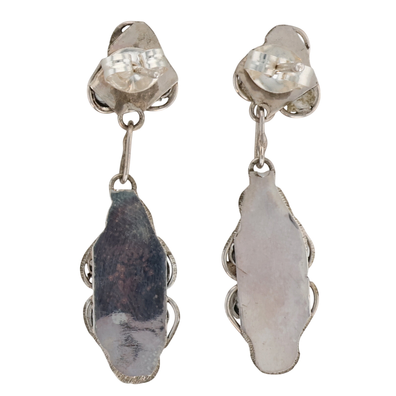 Waylon Johnson Zuni Sterling Turquoise Snake Eye Earrings