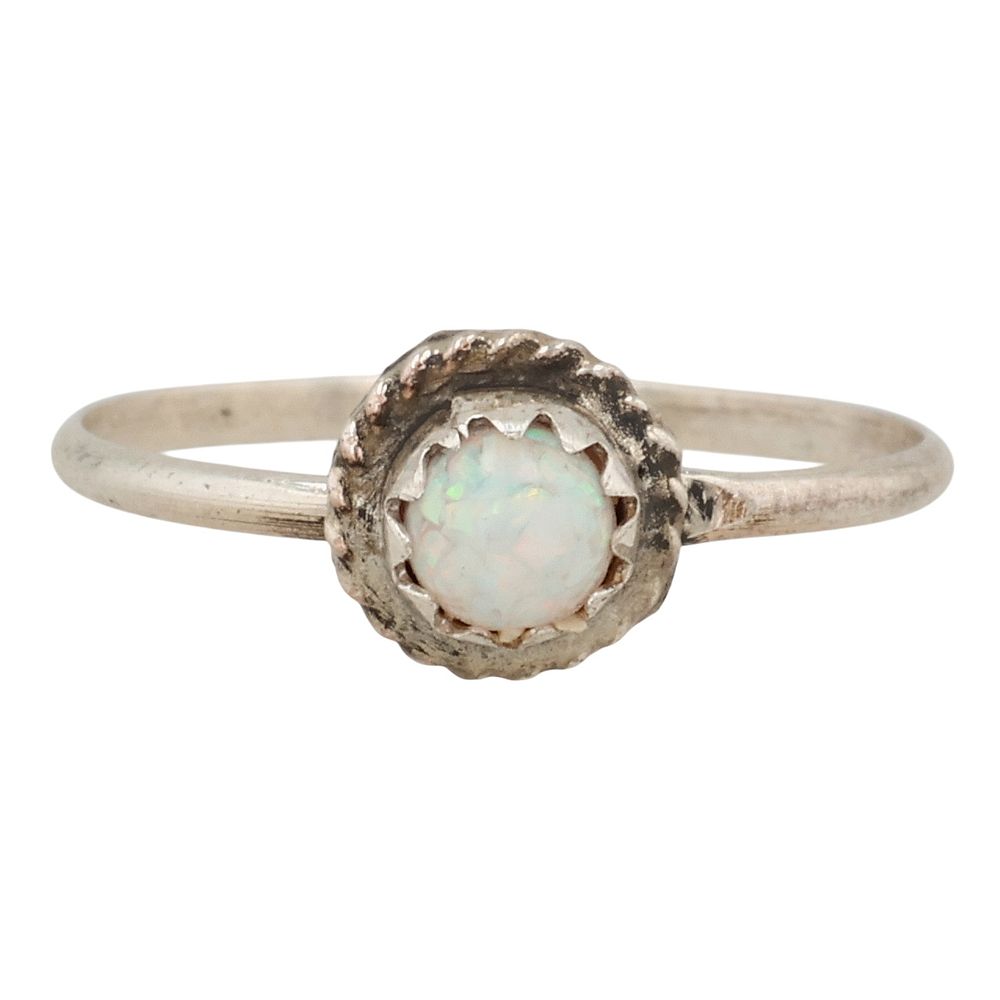Lot 378: Esther White Navajo Sterling Opal Ring Sz 4.75