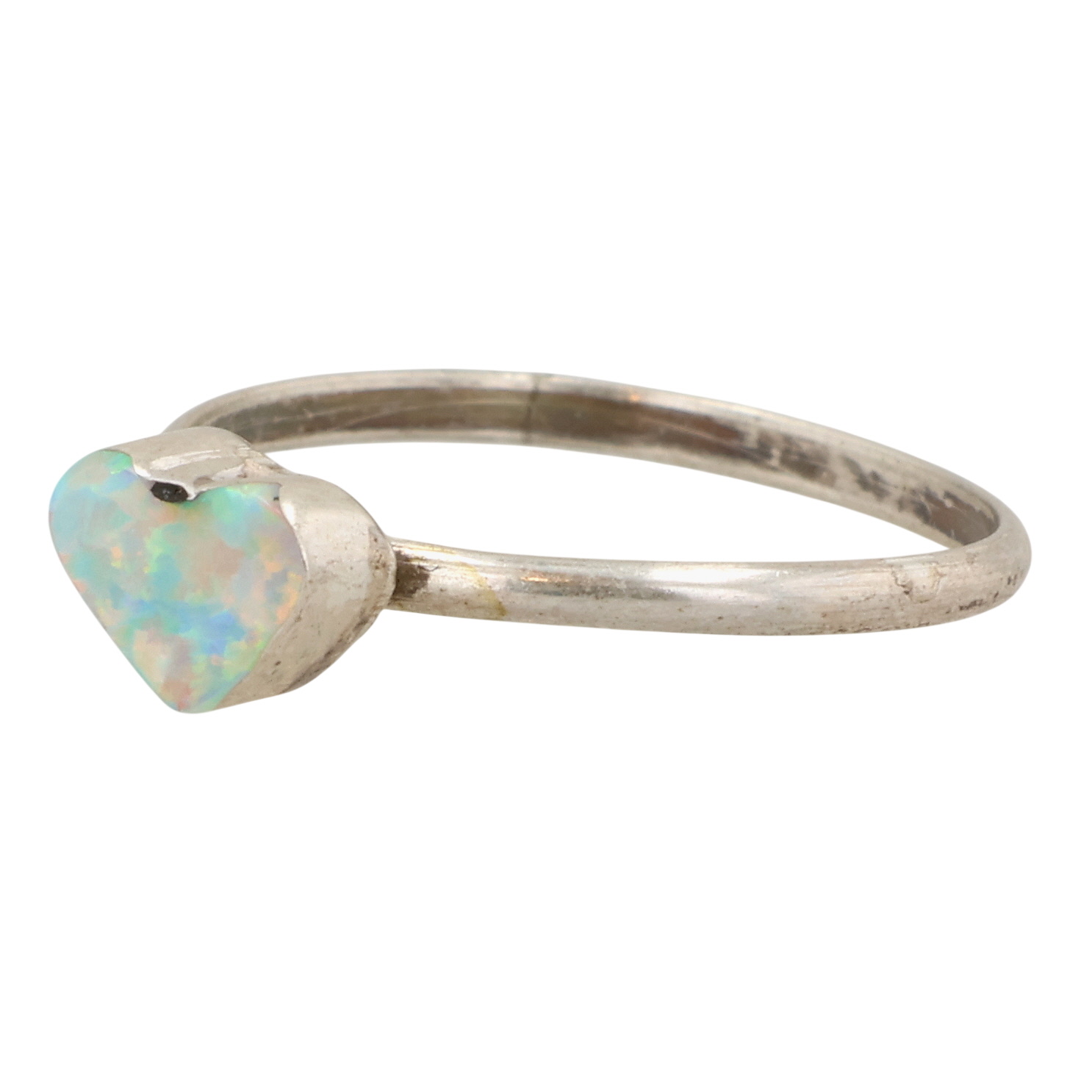 Mary Ann Neha Zuni Sterling Opal Heart Ring Sz 3.5