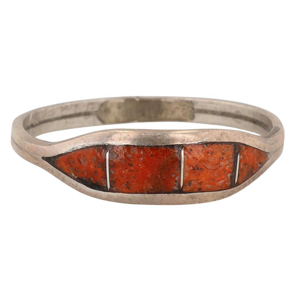 Lot 397: Signed J Navajo Sterling Spiny Oyster Ring Sz 8.75