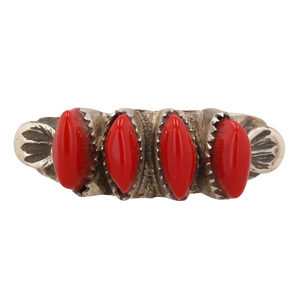Lot 405: Southwest Sterling Coral Ring Sz 5