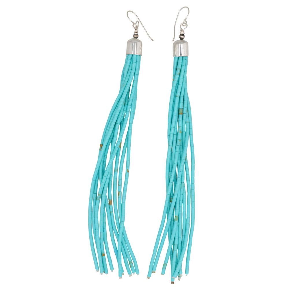 Lot 455: Southwest Sterling Turquoise Dangle Earrings