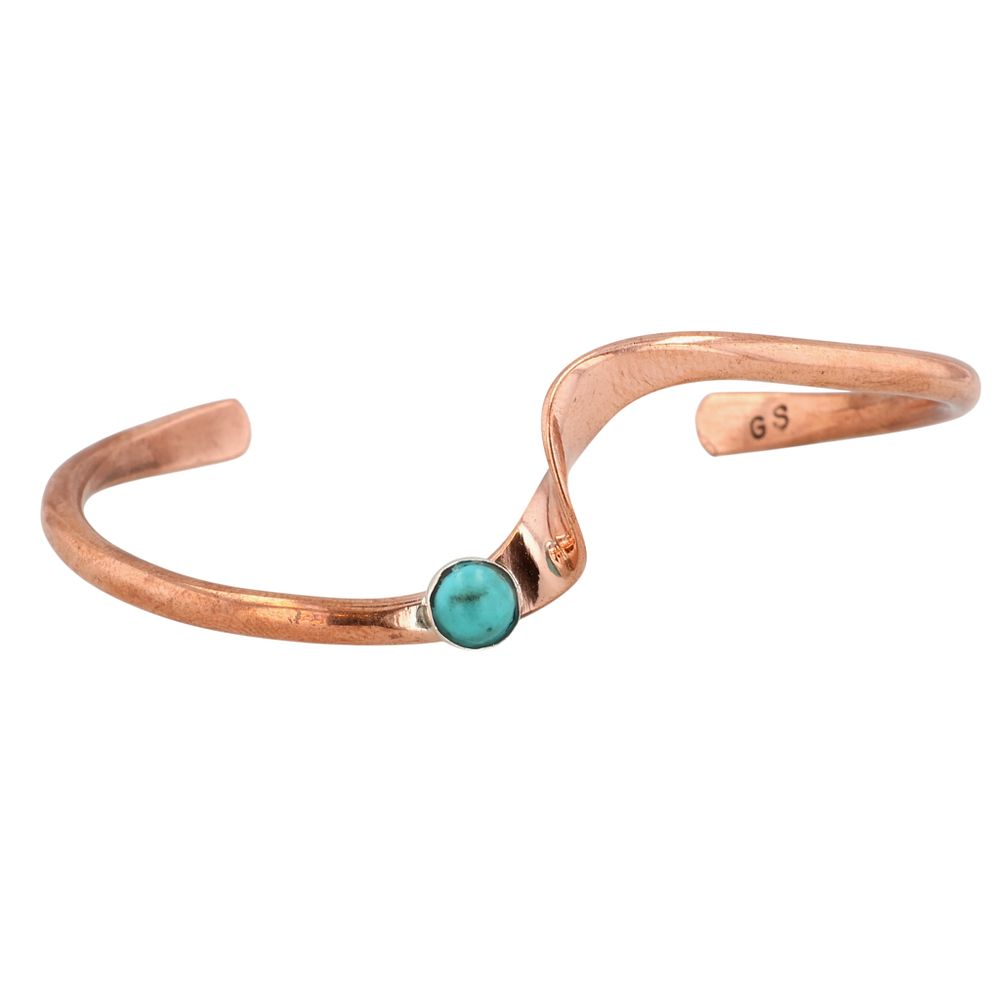 Lot 508: Signed Navajo Copper Turquoise Cuff Bracelet