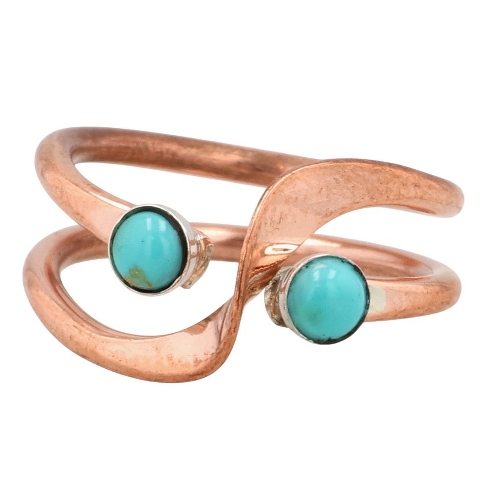 Lot 509: Signed Navajo Copper Turquoise Ring Sz 8