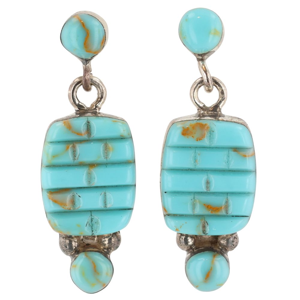 Lot 514: Southwest Sterling Turquoise Cobblestone Earrings
