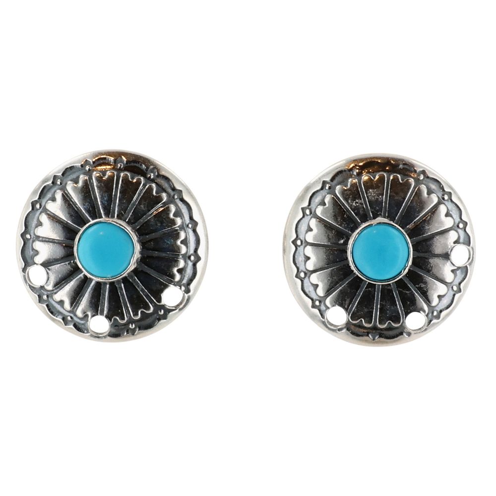 Lot 520: Southwest Sterling Kingman Turquoise Disc Earrings