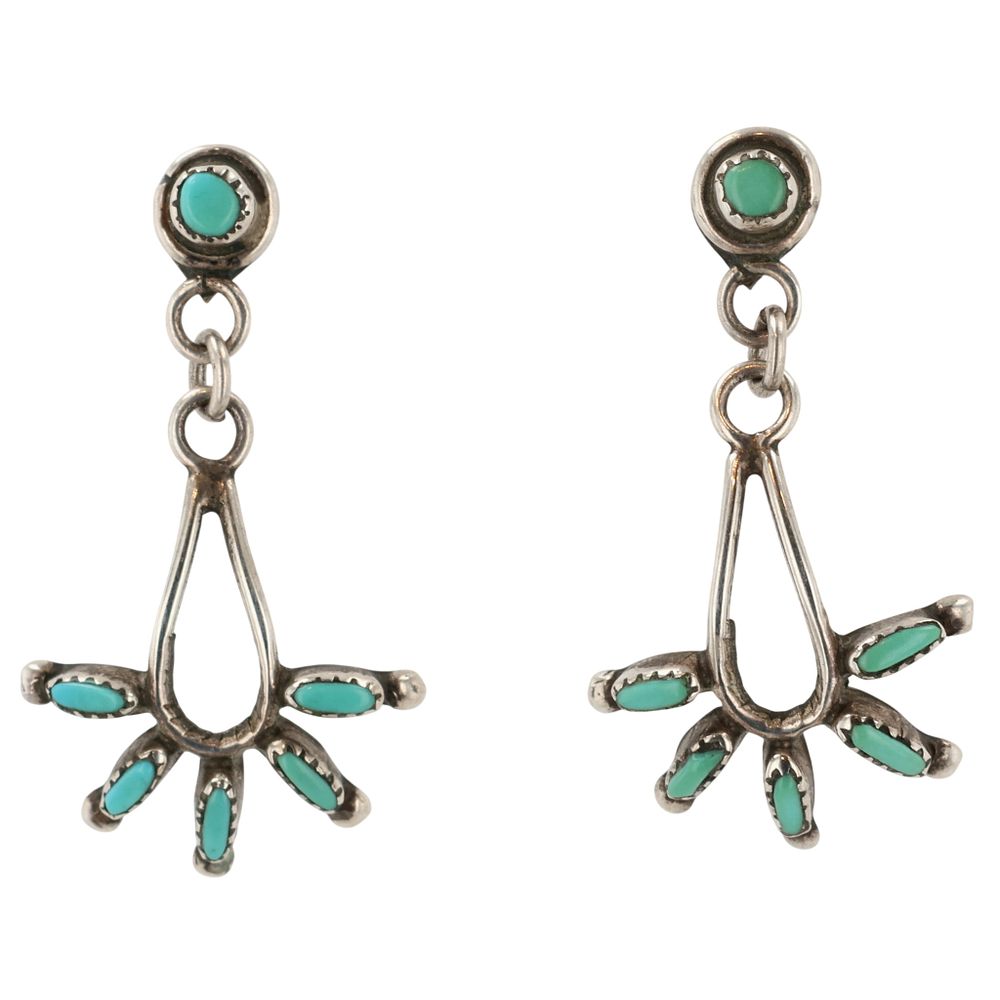 Lot 521: Southwest Sterling Turquoise Dangle Earrings