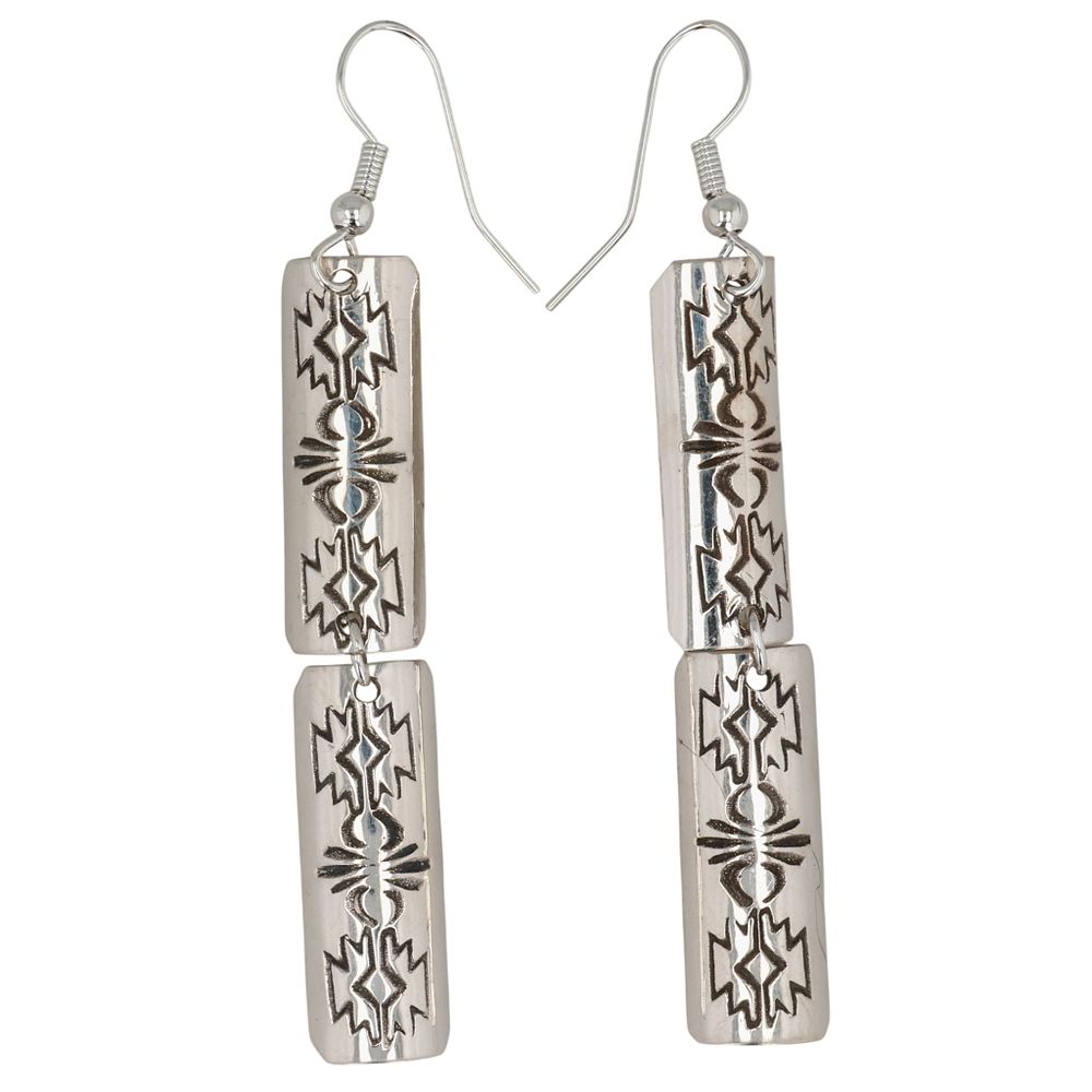 Lot 528: Nova Ashley Navajo Sterling Stamped Bar Earrings
