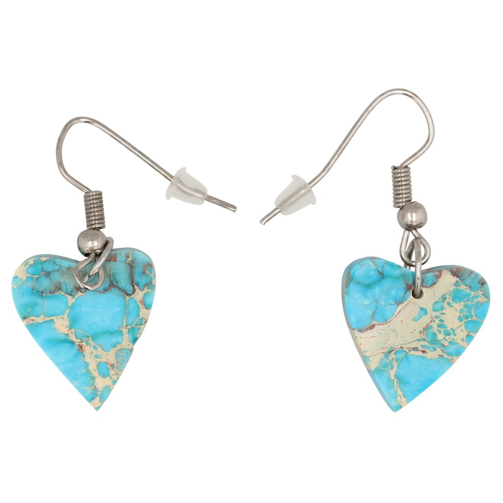Lot 545: Southwest Sterling Blue Indigo Turquoise Heart Earrings