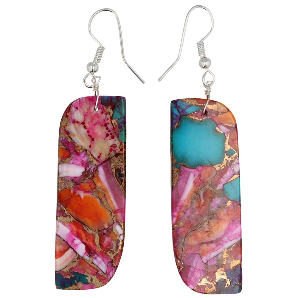 Lot 567: Jameson Pete Sterling Pink Dahlia Slab Earrings