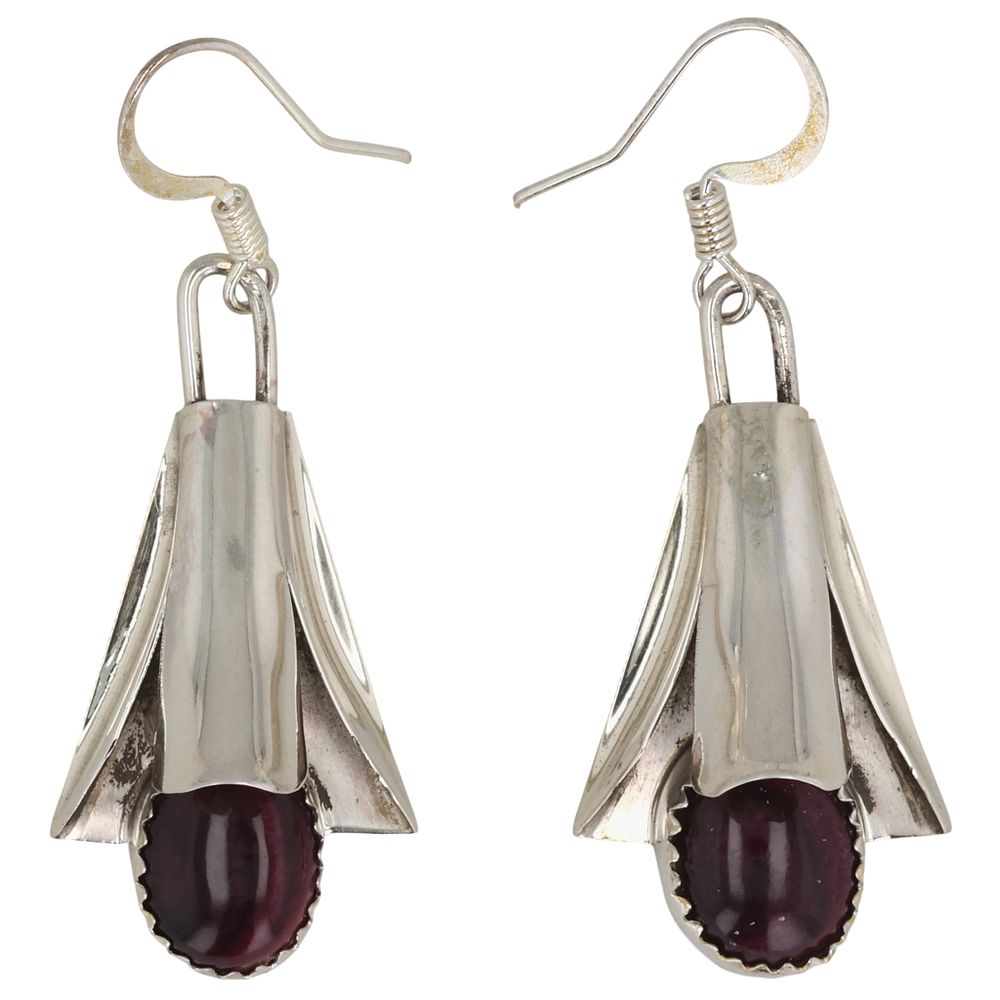 Lot 596: Louise Yazzie Sterling Purple Spiny Oyster Squash Blossom Earrings