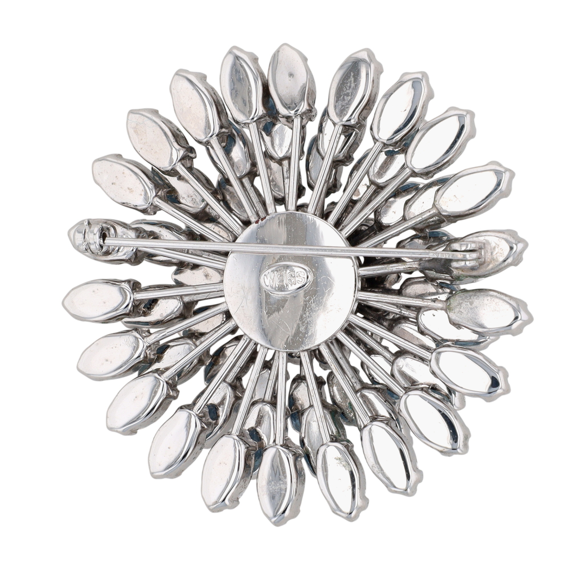 Weiss Vintage Silver Tone Rhinestone Starburst Brooch
