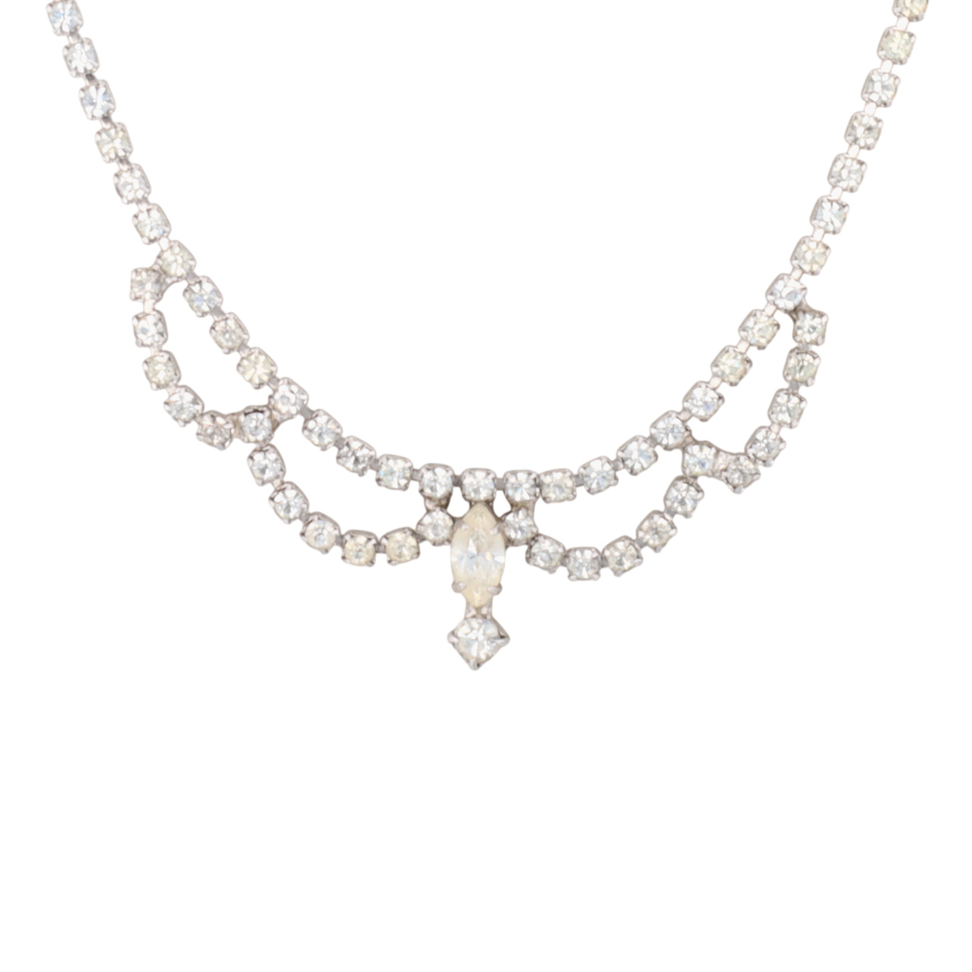 D'ver's NY Silver Tone Rhinestone Choker Necklace