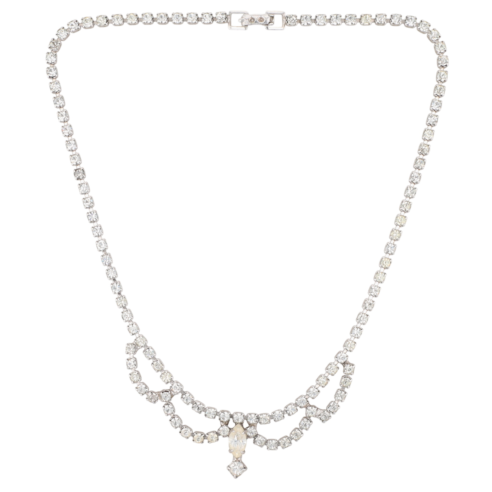 D'ver's NY Silver Tone Rhinestone Choker Necklace