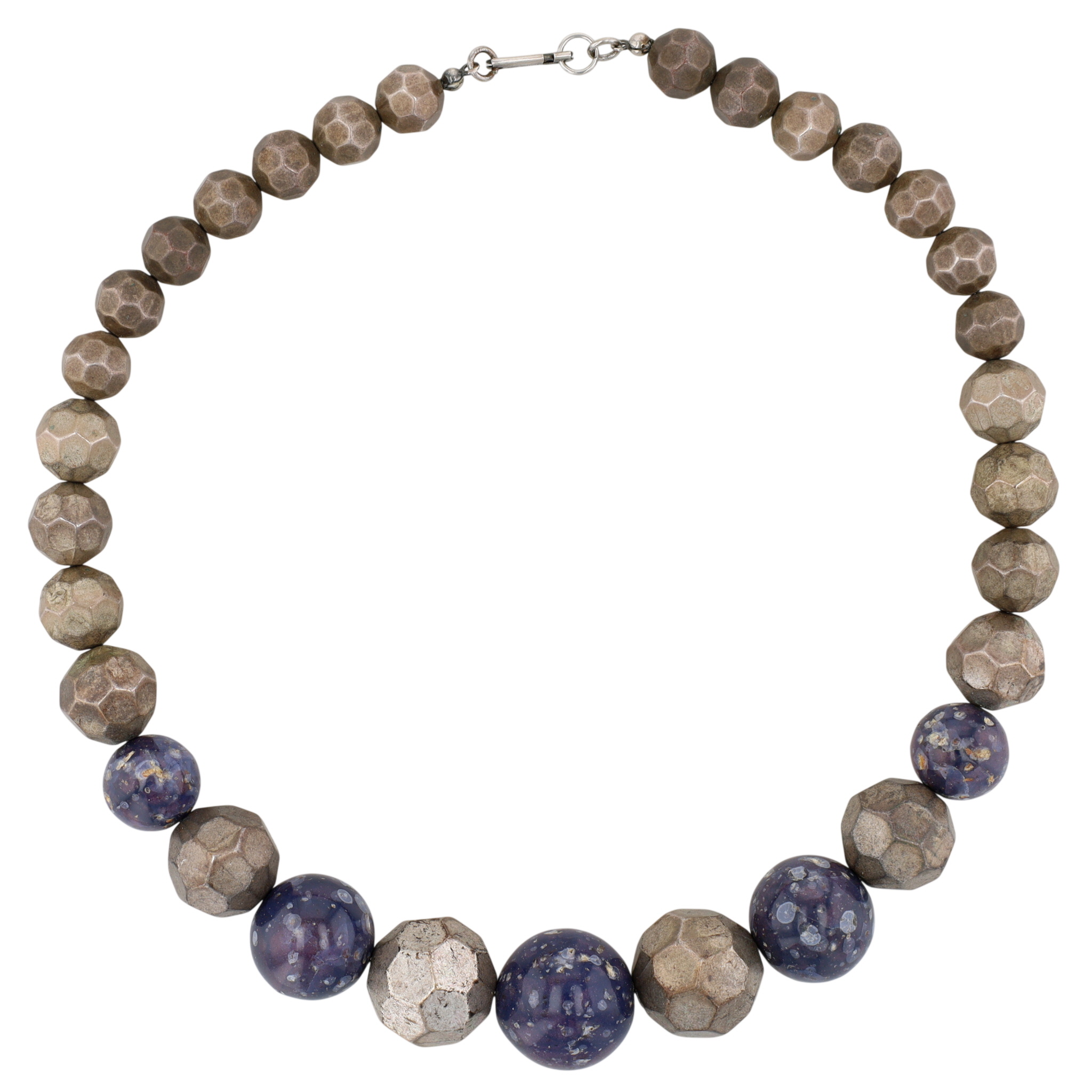Dauplaise Silver Tone Glass Chunky Bead Necklace