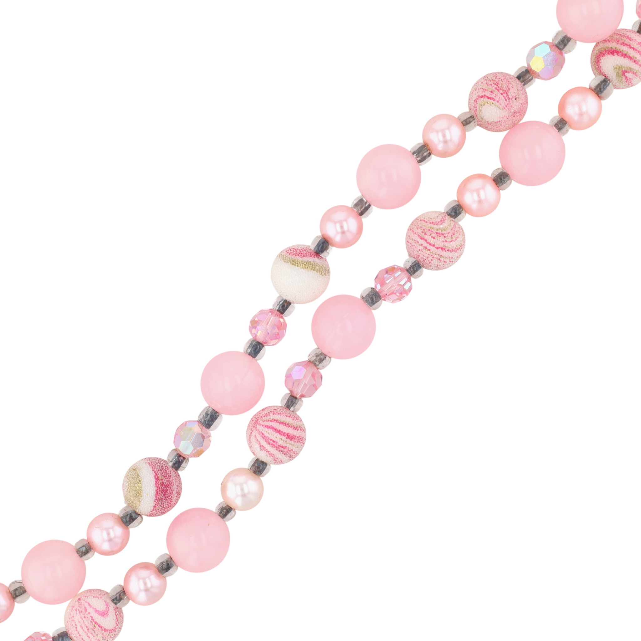 Silver Tone Beaded Shades Of Pink Necklace