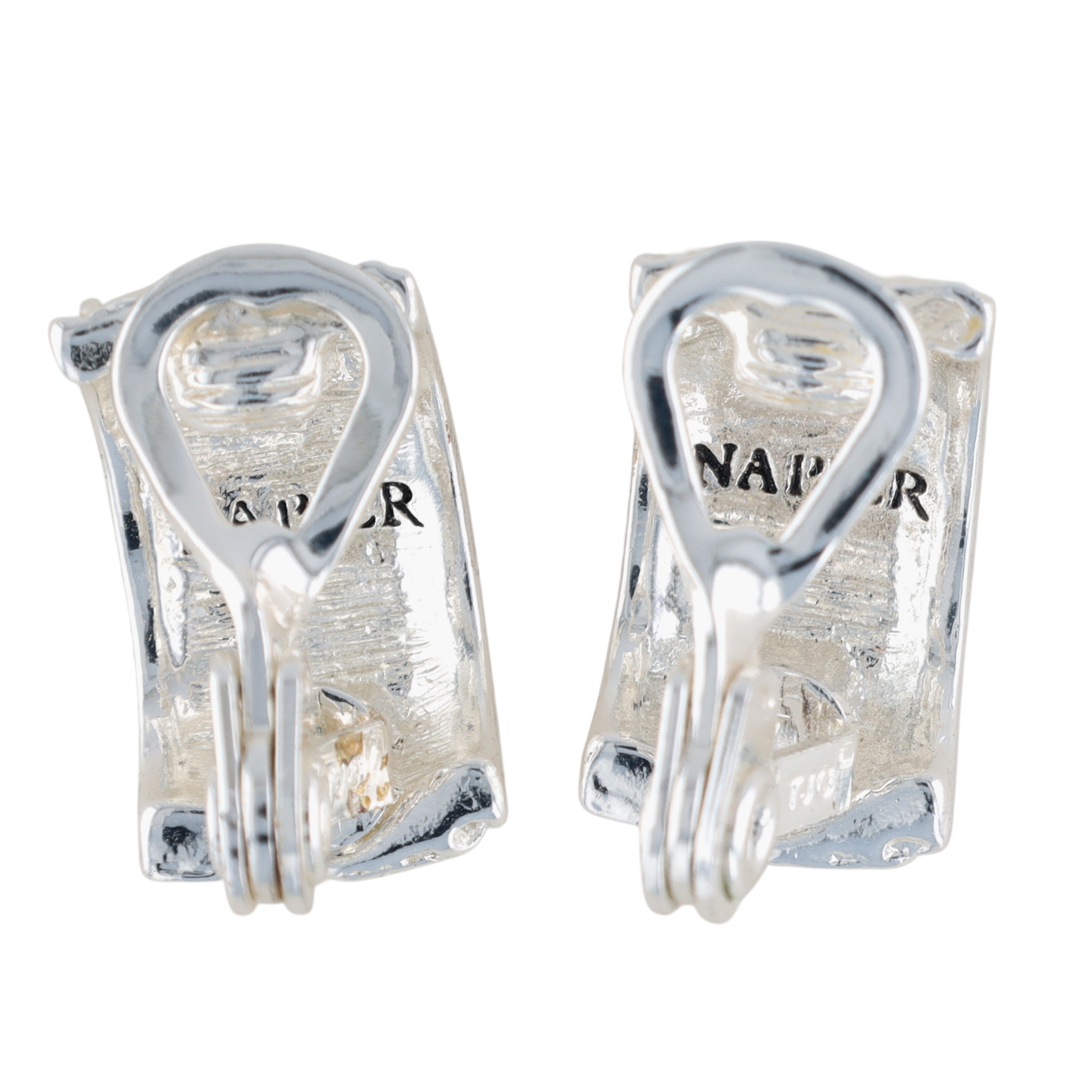 Napier Silver Tone Braided Design Half Hoop Earrings