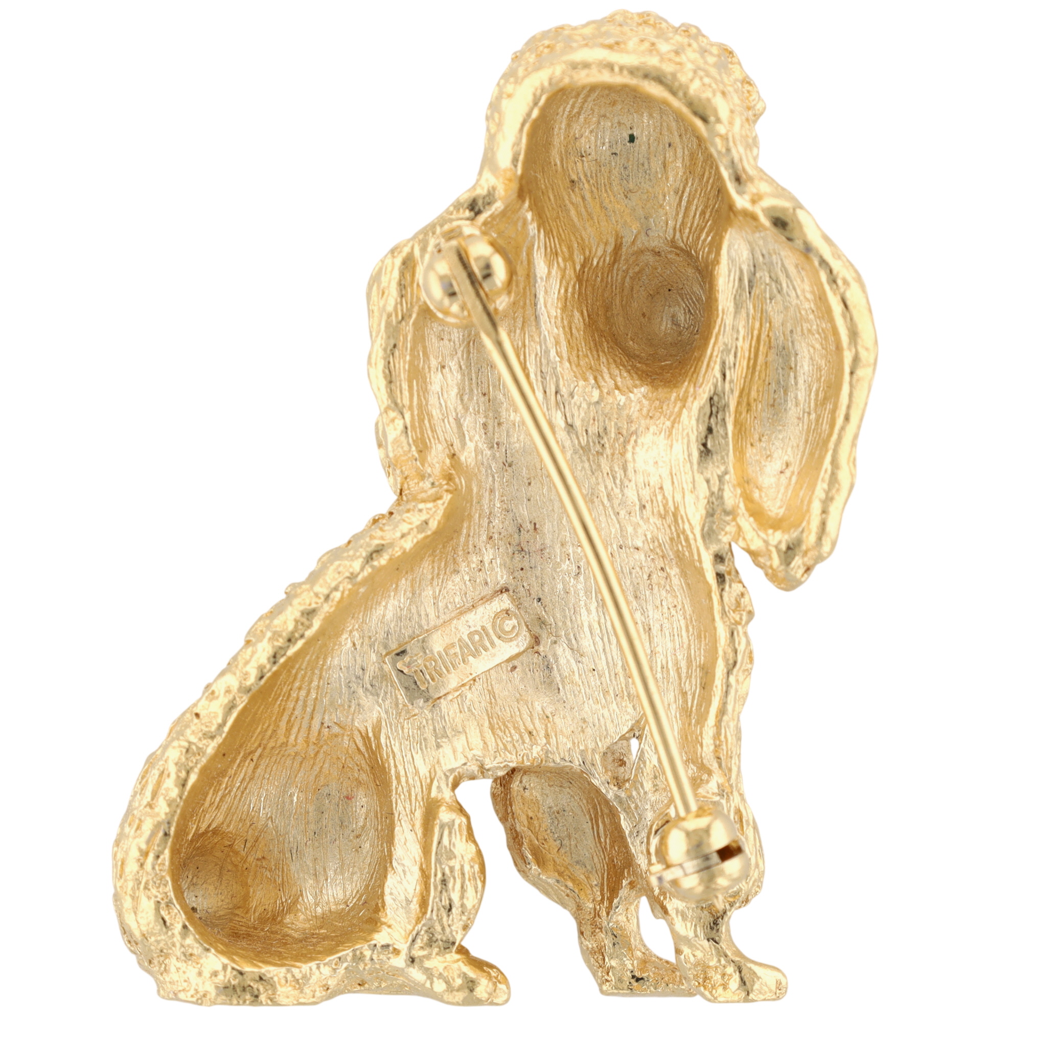 Trifari Gold Tone Poodle Dog Brooch